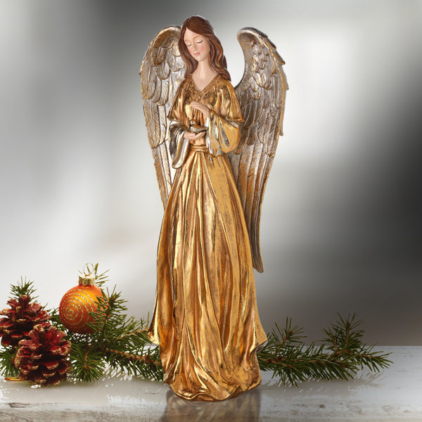 Ceramic Angel Holding Dove | Wayfair